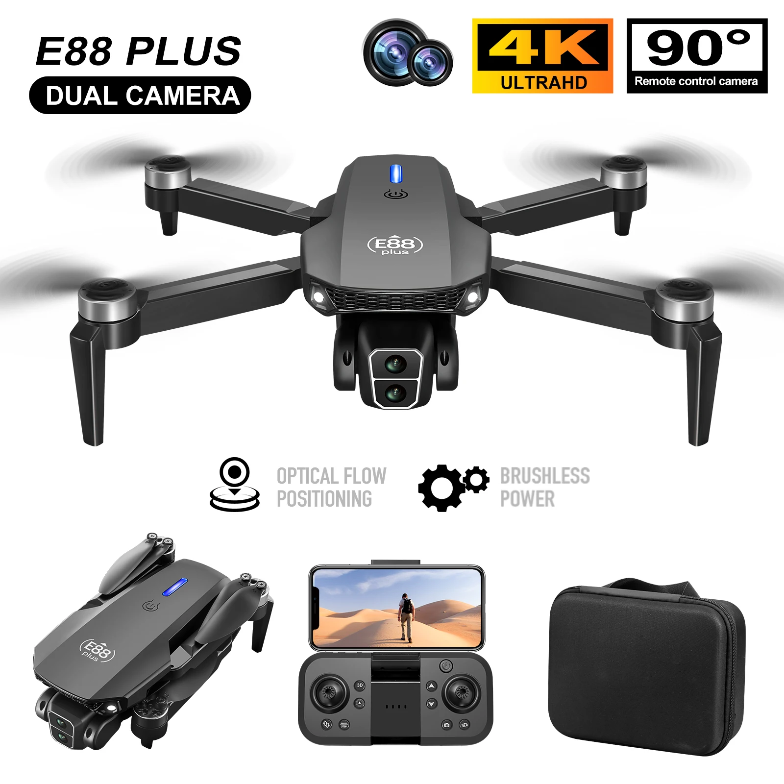 New E88 Plus Quadcopter Drone: - Drone Camera Hd 评论和价格