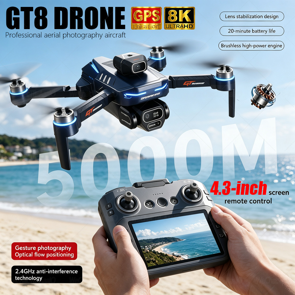 NEW GT8 HD RC Drone 4K Profess - Drone Camera Night Vision 评论和价格
