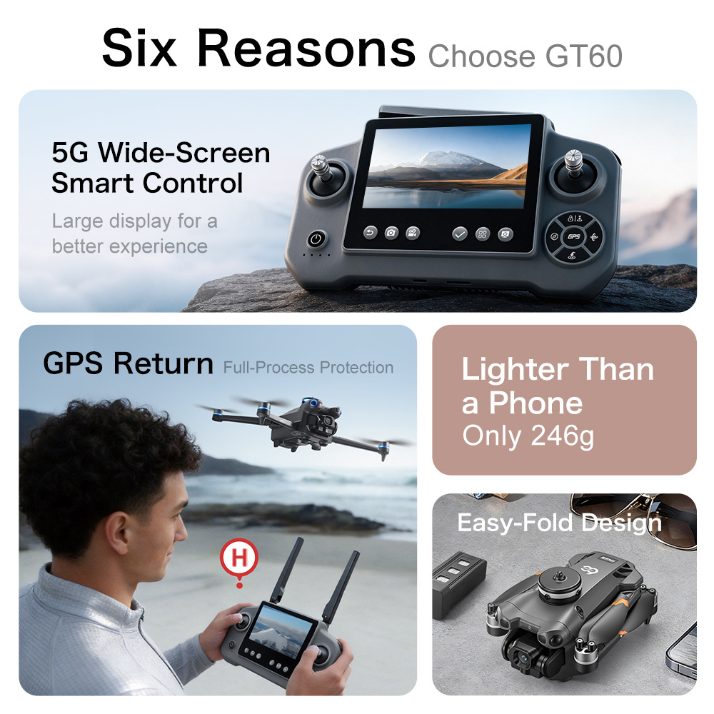 New GT60 GPS Drone High Defini - Drone Camera Wide Angle 评论和价格